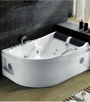 مغطس زاوية جاكوزي سستيم كامل مع خلاط  شلال وسماعة دش متحركة وإنارة - صيني 170 × 120 × 65 سم # js-8080